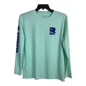 Denali Mens Shirt Size Medium Bay Water Mint Green Long Sleeve Fishing Stains